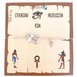 PULSERA PLATA THAIBA OJO DE HORUS Y CRUZ DE LA VIDA