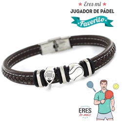 Pulsera Plata y Cuero Jugador Padel