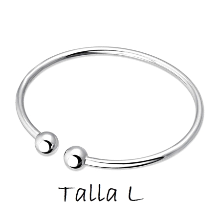PULSERA PLATA ABIERTA BOLAS TALLA L