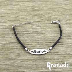 PULSERA PLATA Y CUERO PROFE