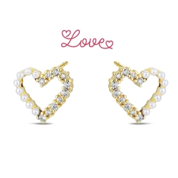 PENDIENTES PLATA CORAZON PERLAS Y CIRCONITAS