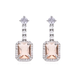 PENDIENTES PLATA LARGO PIEDRA COLOR Y CIRCONITAS