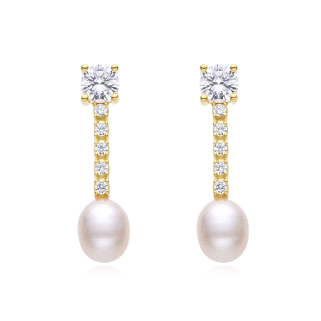 PENDIENTES PLATA LARGOS CHAPADOS CIRCONITAS Y PERLA