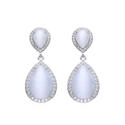 PENDIENTES DE PLATA LARGOS PIEDRA LUNA