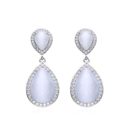 PENDIENTES DE PLATA LARGOS PIEDRA LUNA