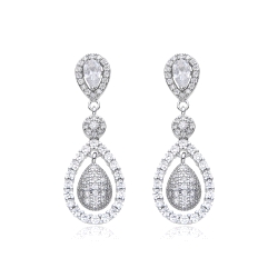 PENDIENTES DE PLATA LARGOS CON CIRCONITAS