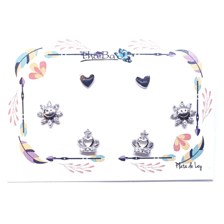 PACK PENDIENTES PLATA THAIBA QUEEN