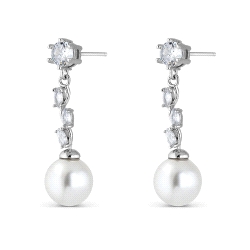 PENDIENTES PLATA CIRCONITAS Y PERLA