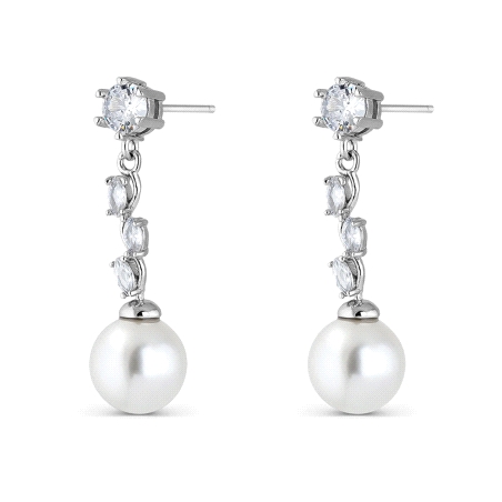 PENDIENTES PLATA CIRCONITAS Y PERLA