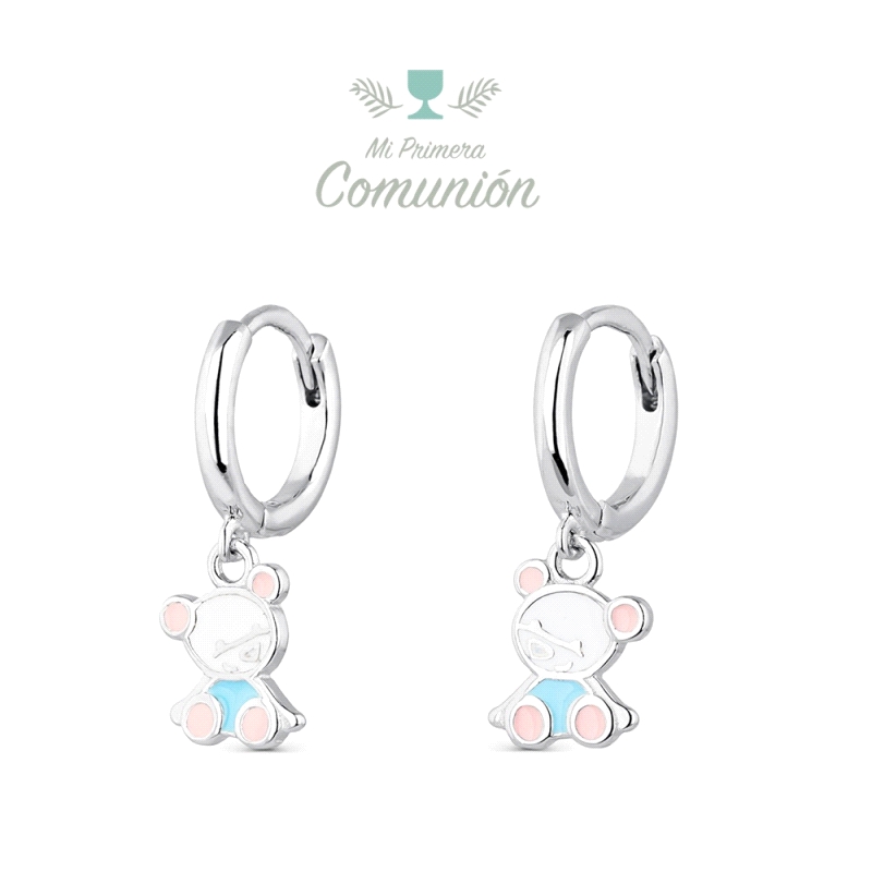 PENDIENTES PLATA OSO ESMALTADO COMUNION