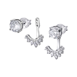 LOTUS SILVER PENDIENTE DOBLE CIRCONITA