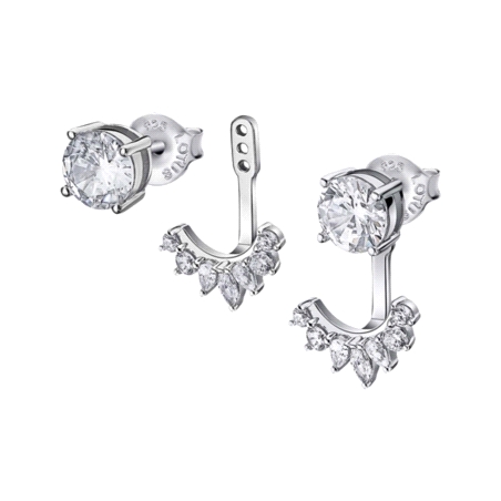 LOTUS SILVER PENDIENTE DOBLE CIRCONITA