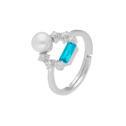 ANILLO PLATA LISKA PERLA Y CIRCONITAS AJUSTABLE