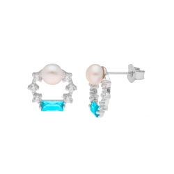 PENDIENTES PLATA LISKA PERLAS Y CIRCONITAS