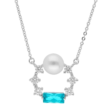 GARGANTILLA PLATA LISKA PERLA Y CIRCONITAS