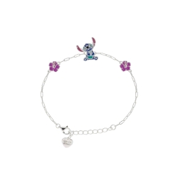 PULSERA PLATA DISNEY STITCH FLORES