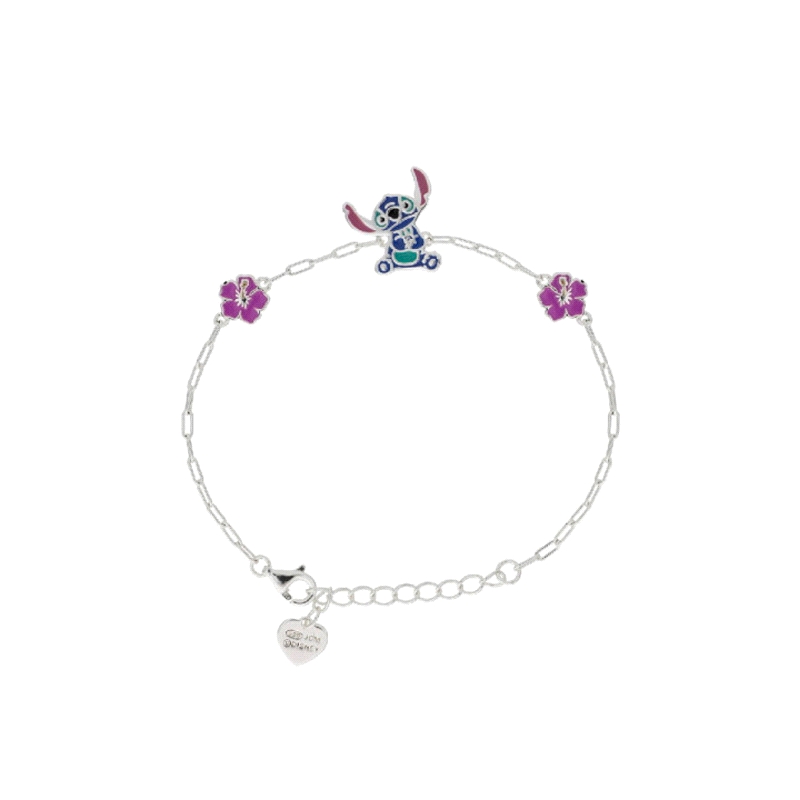 PULSERA PLATA DISNEY STITCH FLORES