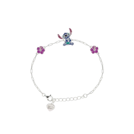 PULSERA PLATA DISNEY STITCH FLORES