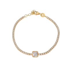 PULSERA PLATA COSAR TENIS CON CUADRADO CENTRAL DE CIRCONITA BLANCA