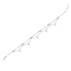 TOBILLERA PLATA COSAR  CADENA ZIGZAG CON CIRCONITAS BLANCAS