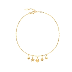 TOBILLERA PLATA COSAR ESTRELLA Y BOLAS DORADO