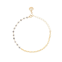 TOBILLERA PLATA COSAR ROSARIO HEMATITE DORADO