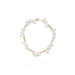 TOBILLERA PLATA COSAR PERLAS NATURALES DORADO