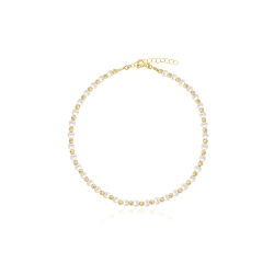 TOBILLERA PLATA COSAR MINI PERLAS DORADO