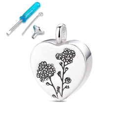 COLGANTE PLATA NOMEOLVIDES CORAZON Y ACCESORIOS