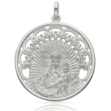 COLGANTE PLATA VIRGEN DEL CARMEN 30MM CIRCONITAS