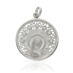 COLGANTE PLATA VIRGEN NIÑA CON CIRCONITAS