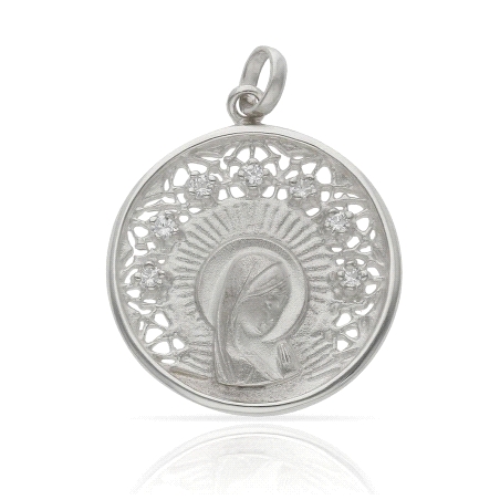 COLGANTE PLATA VIRGEN NIÑA CON CIRCONITAS
