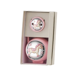 SET PINZA Y PORTACHUPETE PLATA BEBE CABALLO