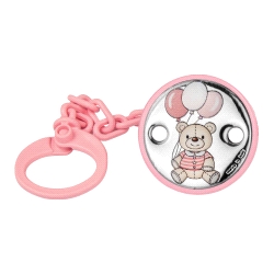 PINZA DE CHUPETE EN PLATA LAMINADA ROSA