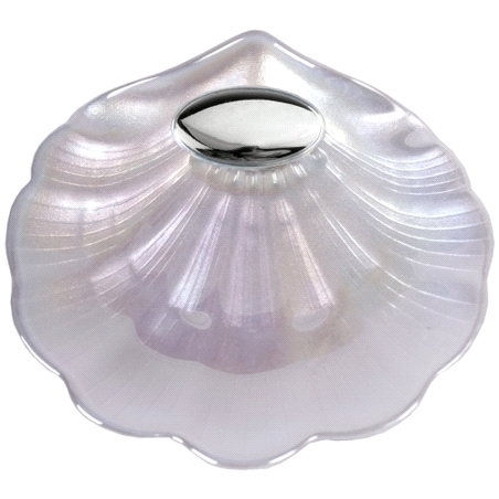 CONCHA BAUTISMAL CRISTAL APLIQUE PLATA