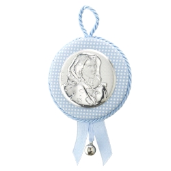 MEDALLON CUNA REDONDO PLATA VIRGEN FERRUZZI AZUL