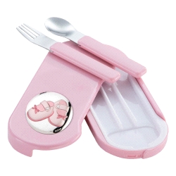 ESTUCHE CUBIERTOS PLATA COLOR ROSA