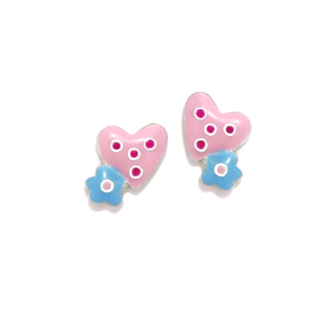 PENDIENTES PLATA AGATHA RUIZ DE LA PRADA LOVE CORAZON ROSA TOPOS