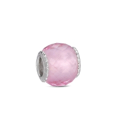 ABALORIO PLATA A TU LADO MURANO ROSA FACETADO