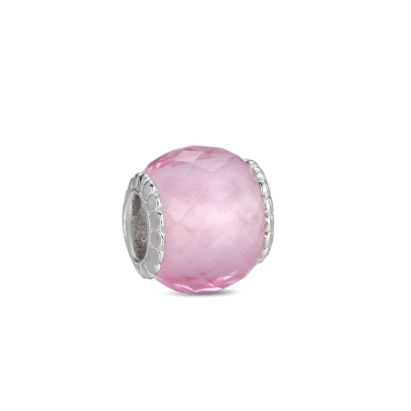 ABALORIO PLATA A TU LADO MURANO ROSA FACETADO