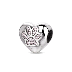 ABALORIO PLATA A TU LADO CORAZON HUELLA CIRCONITAS