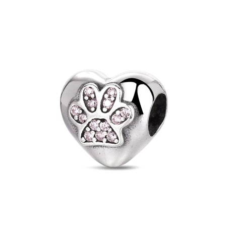 ABALORIO PLATA A TU LADO CORAZON HUELLA CIRCONITAS