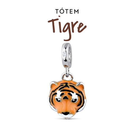 ABALORIO PLATA TIGRE ESMALTE