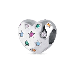 ABALORIO PLATA CORAZON MULTICOLOR