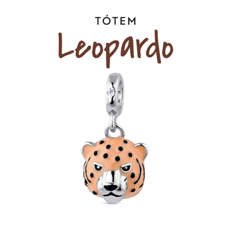 ABALORIO PLATA LEOPARDO ESMALTE