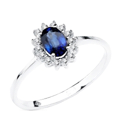 SORTIJA ORO BLANCO ZAFIRO 0.62 QTS. DIAMANTES 0.14 QTS. SI-H