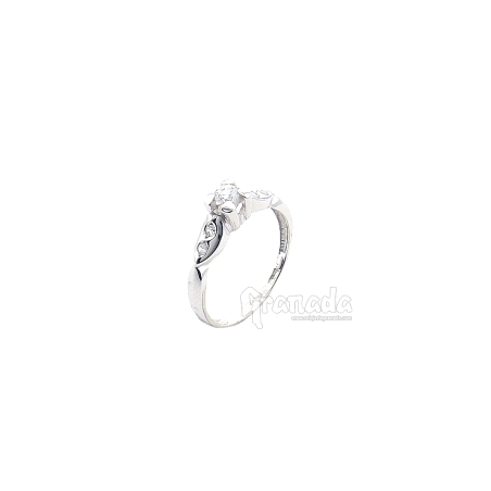 Sortija de Oro Blanco y Circonitas
