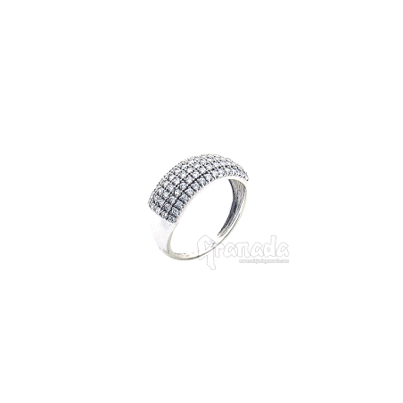 Sortija de Oro Blanco y Circonitas