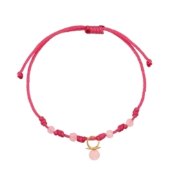 PULSERA 7 NUDOS ORO PEQUEÑA CHUPETE ROSA