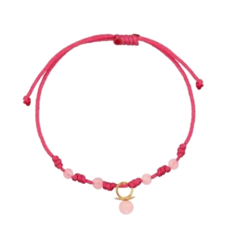 PULSERA 7 NUDOS ORO PEQUEÑA CHUPETE ROSA